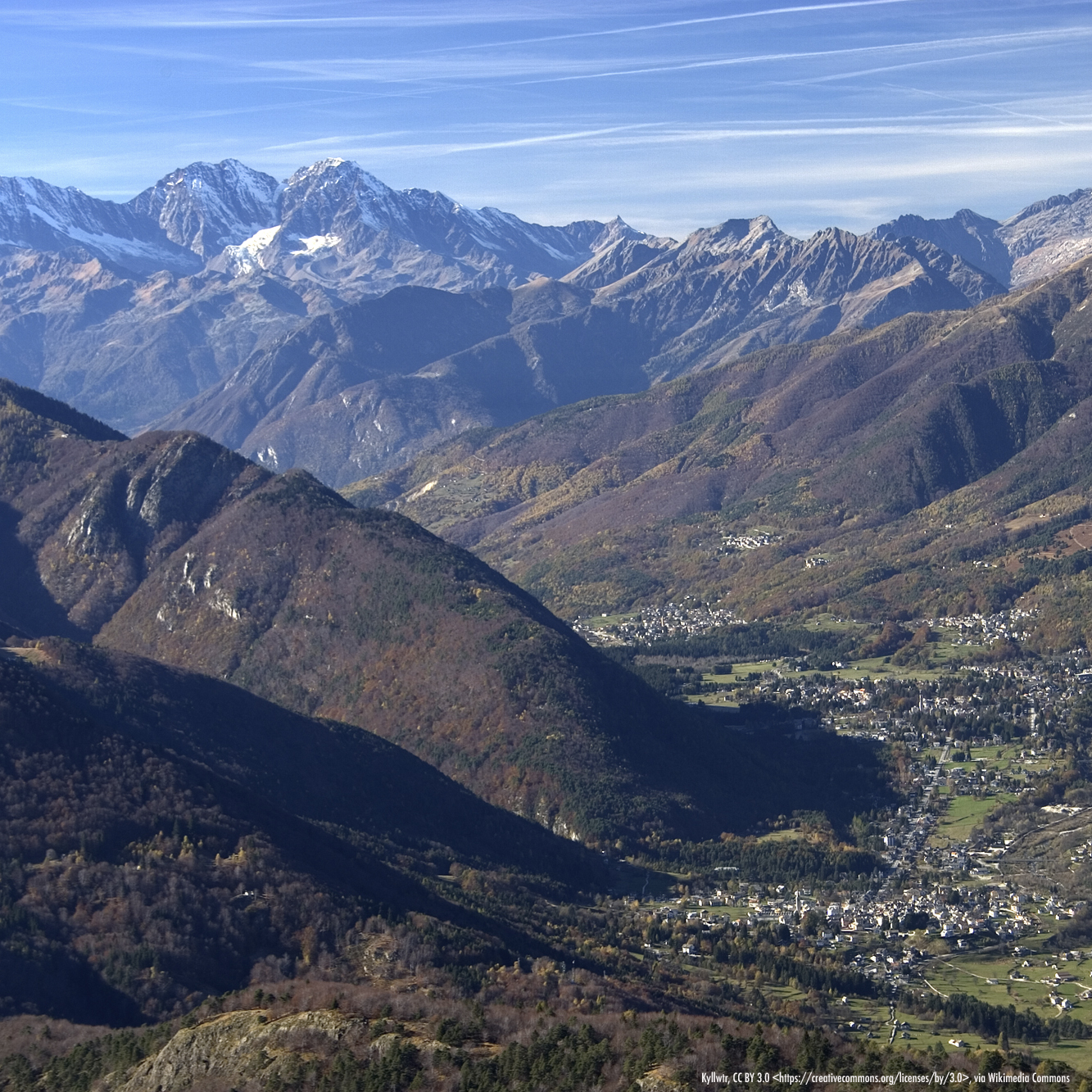 A panoramic view of Val Vigezzo taken at noon of a wonderful November day.